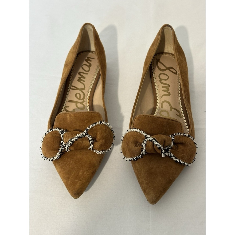 Sam Edelman Rochester Suede Leather Pointed Flats Golden Brown Size 6 Career - Picture 7 of 11